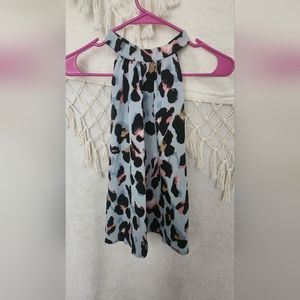 𝅺SHEIN Blue, Black & Brown Sleeveless Leopard Linen Mini Dress 6